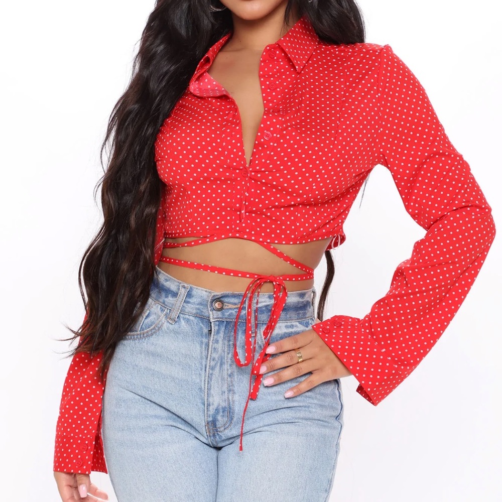 Fashion Nova Red/White Top